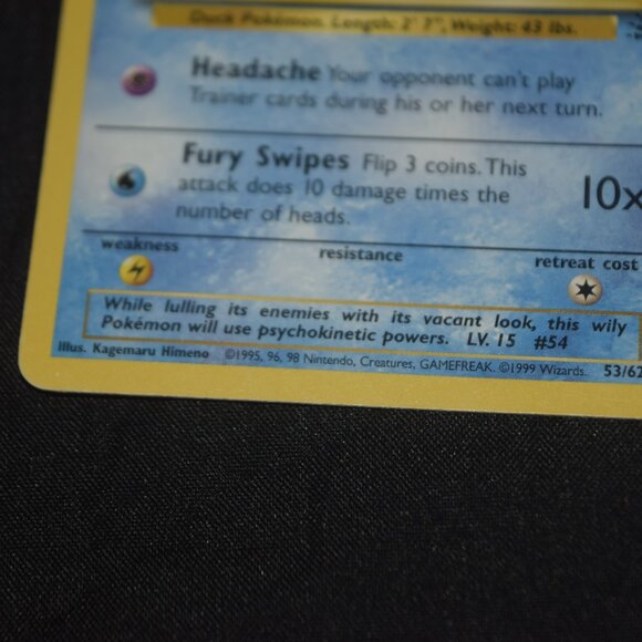 Psyduck 53/62 1st Edition Fossil Set Pokemon Card, MP - Picture 9 of 16